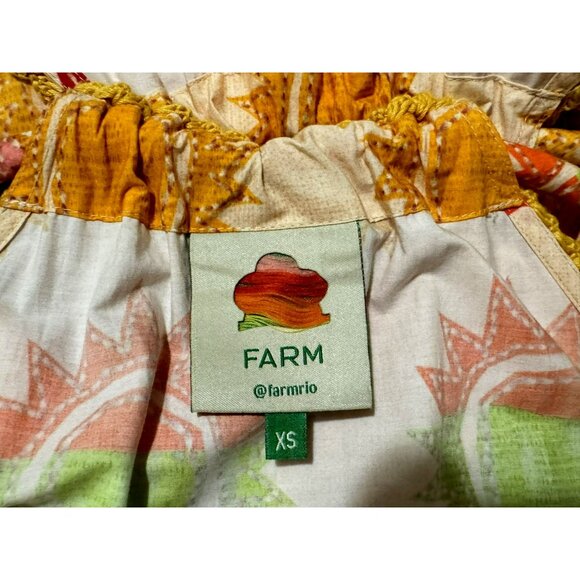 NWOT Farm Rio Rainbow Sunset Bow Maxi Halter Dress Sz XS BoHo Summer Vacation - Picture 13 of 14